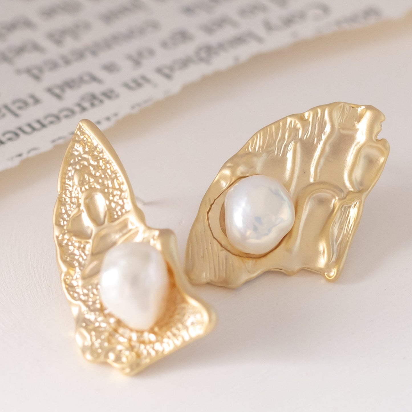 Charmystere Golden Shell Baroque Pearl Earrings