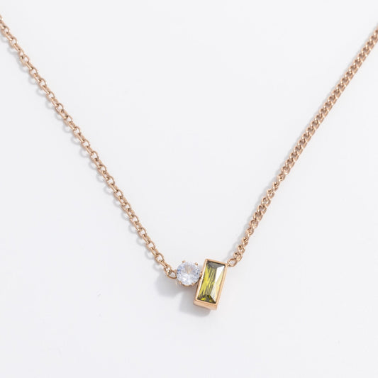 Charmystere Square Zirconia Pendant Necklace – Gold, Silver & Rose Gold