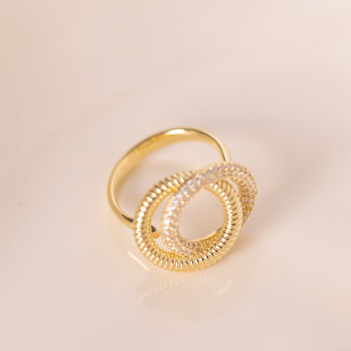 Charmystere Gold Double Circle Ring – Interlocking Circle Ring
