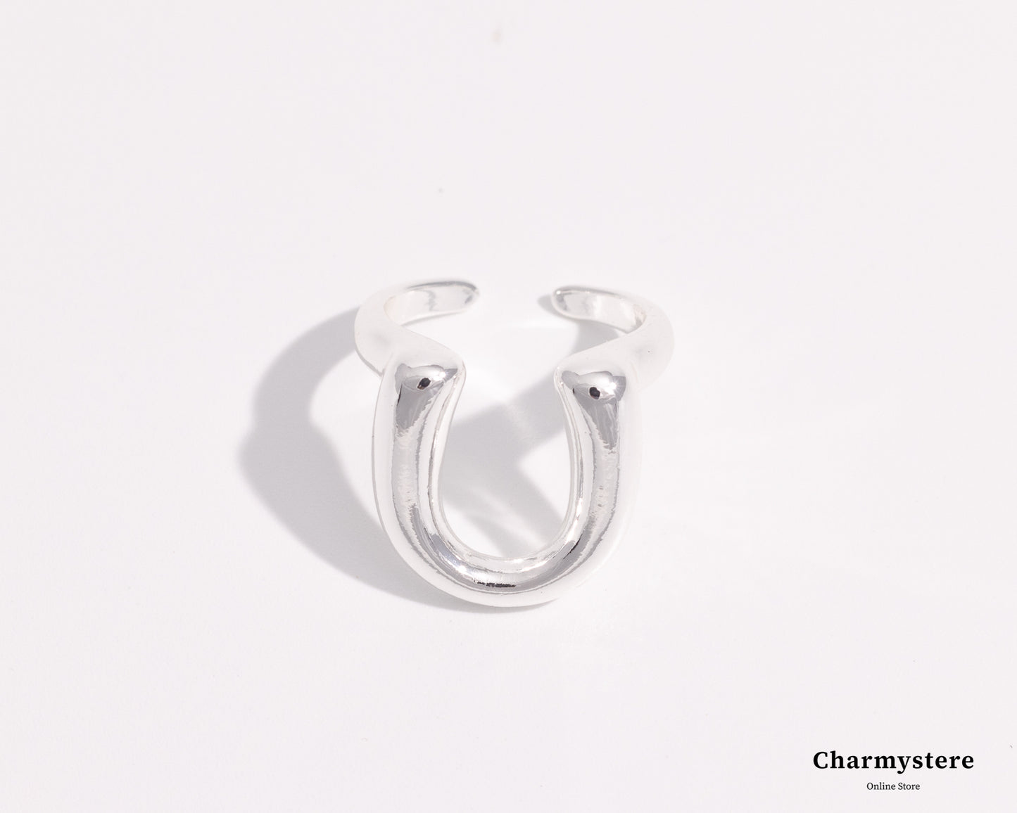 Charmystere U-Shaped Letter Ring – Stylish Adjustable Band Alphabet Ring