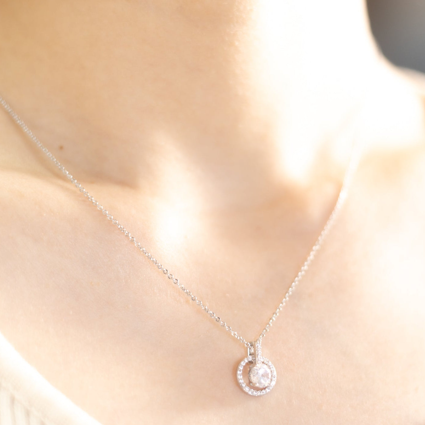 Charmystere Zircon Pendant Necklace Faith Cross Rhinestone