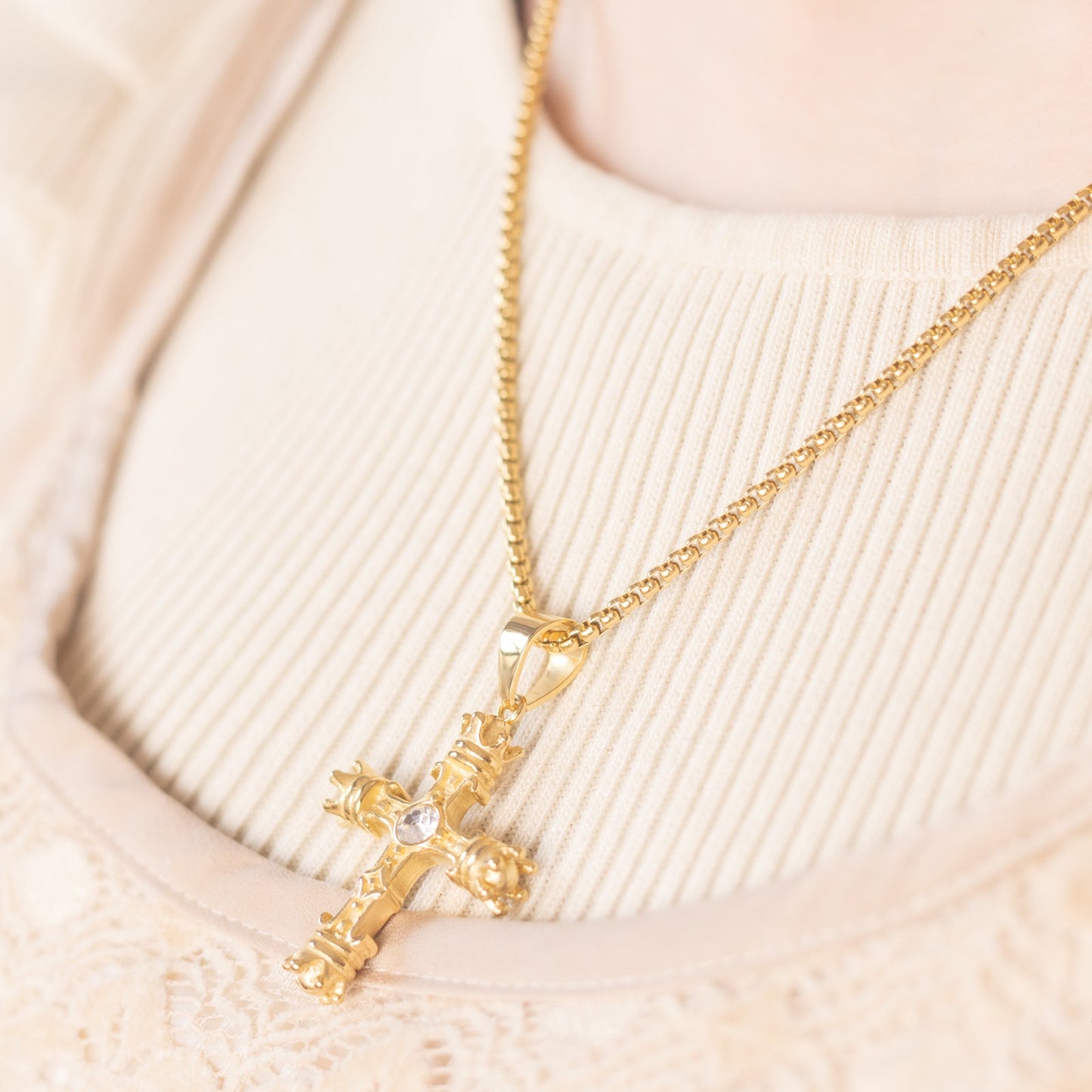 Charmystere Gold Cross Pendant Necklace