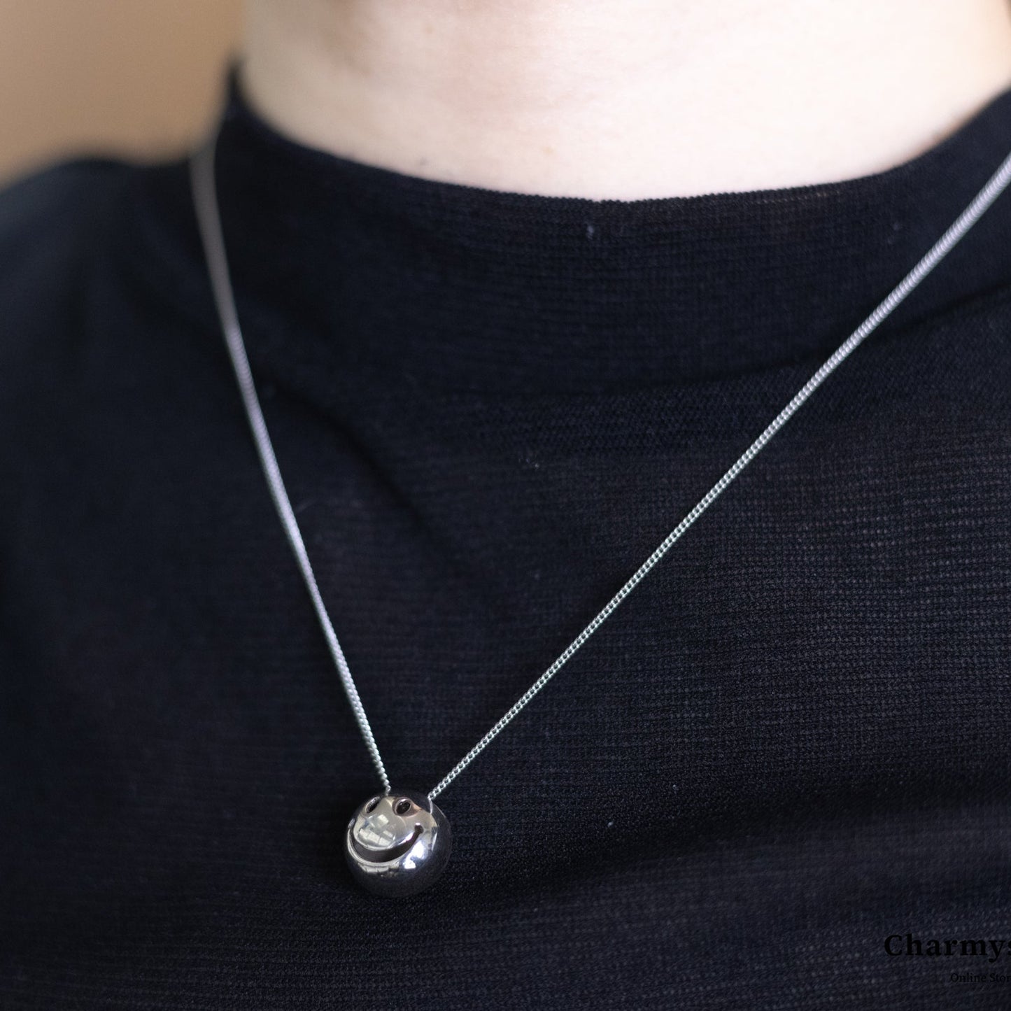 Charmystere Silver Ball Pendant Necklace