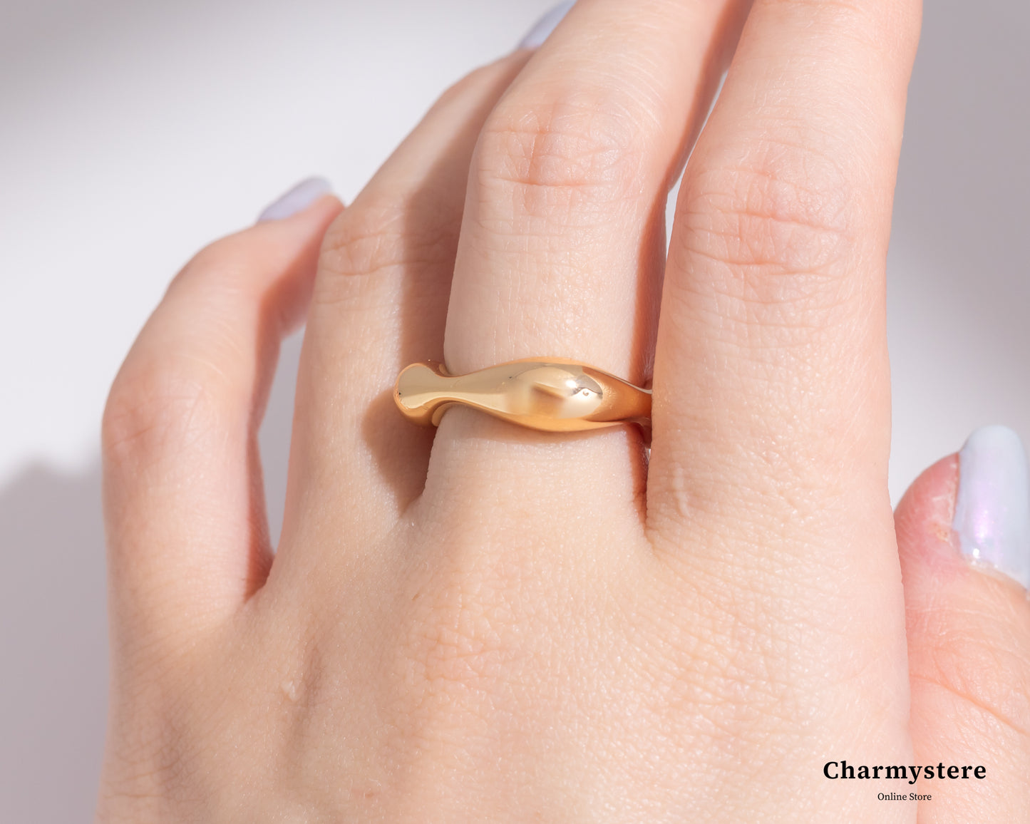 Charmystere Gold Geometric Open Adjustable Design Ring