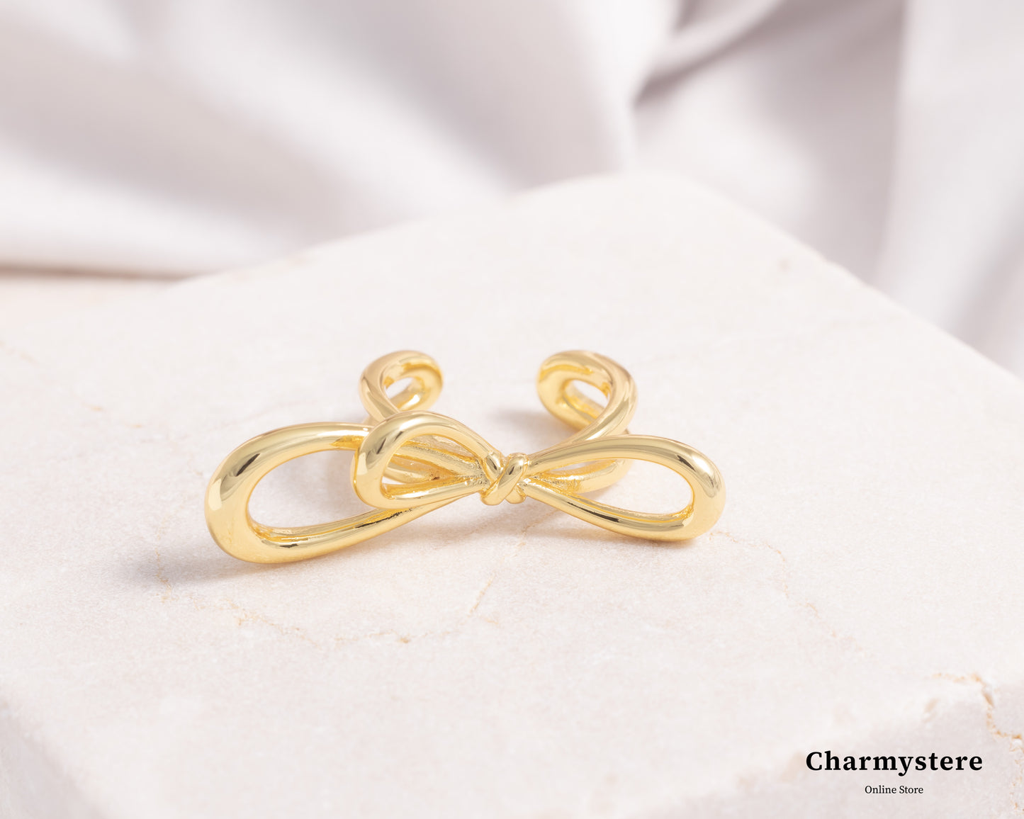 Charmystere Gold Bow Knot Adjustable Ring