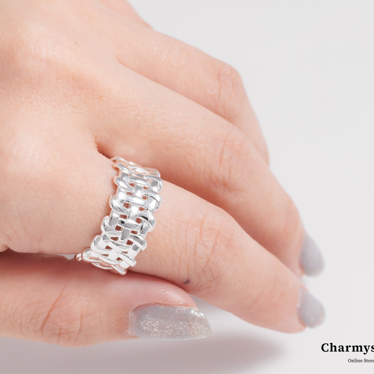 Charmystere Silver Braided Open Ring