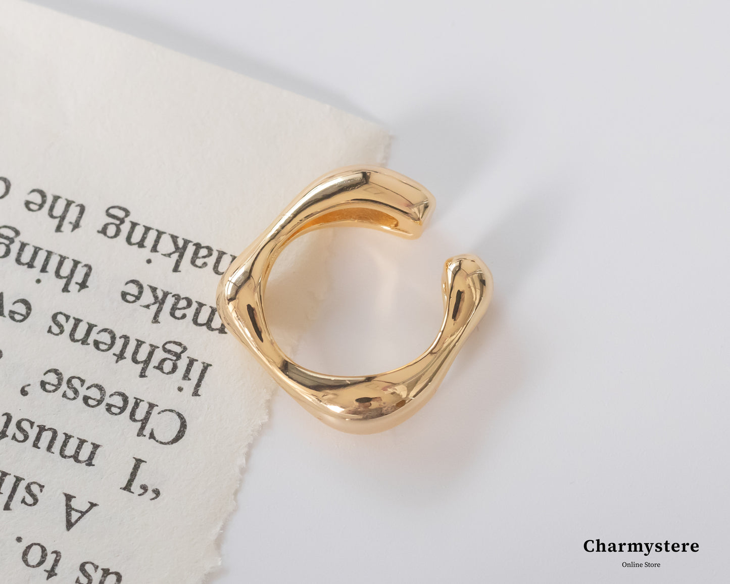 Charmystere Gold Geometric Open Adjustable Design Ring