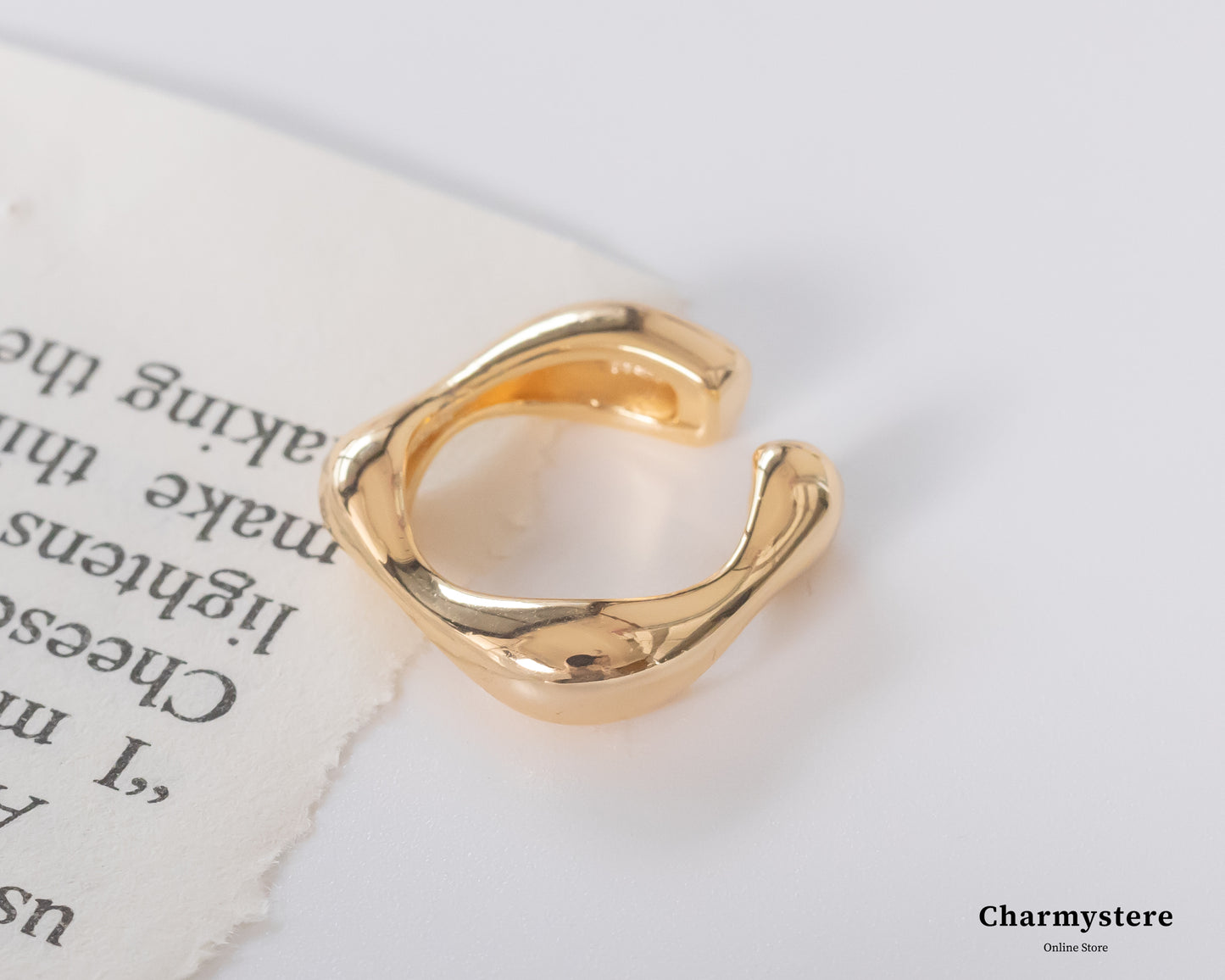 Charmystere Gold Geometric Open Adjustable Design Ring