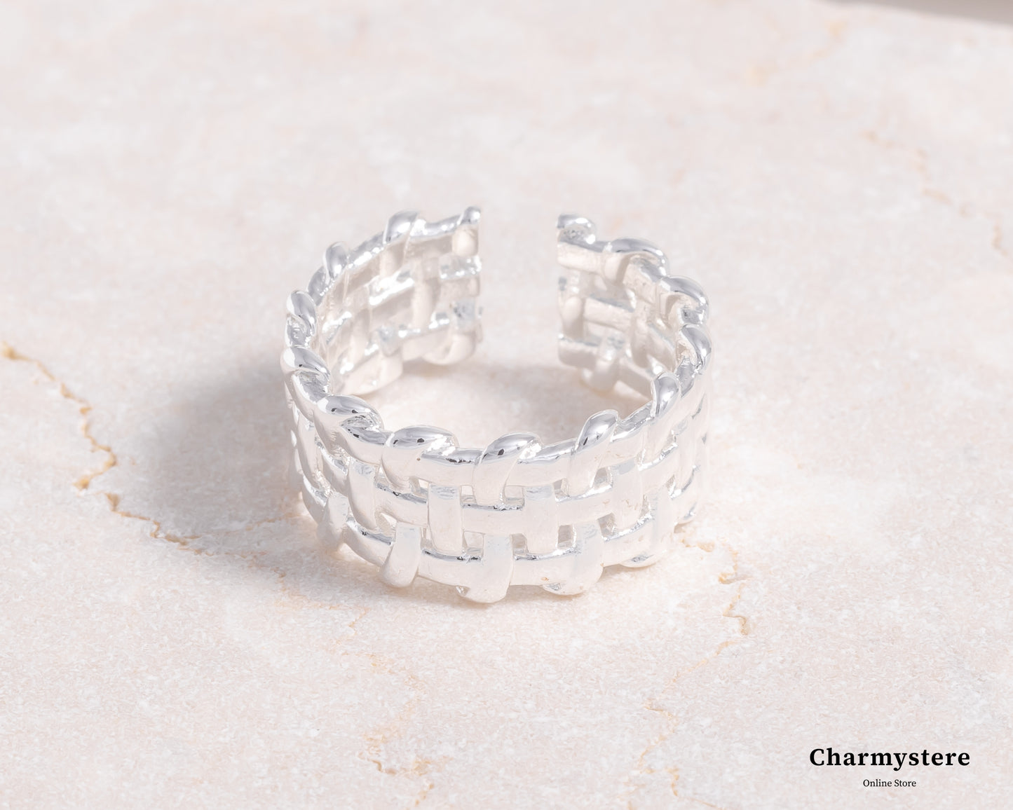 Charmystere Silver Braided Open Ring