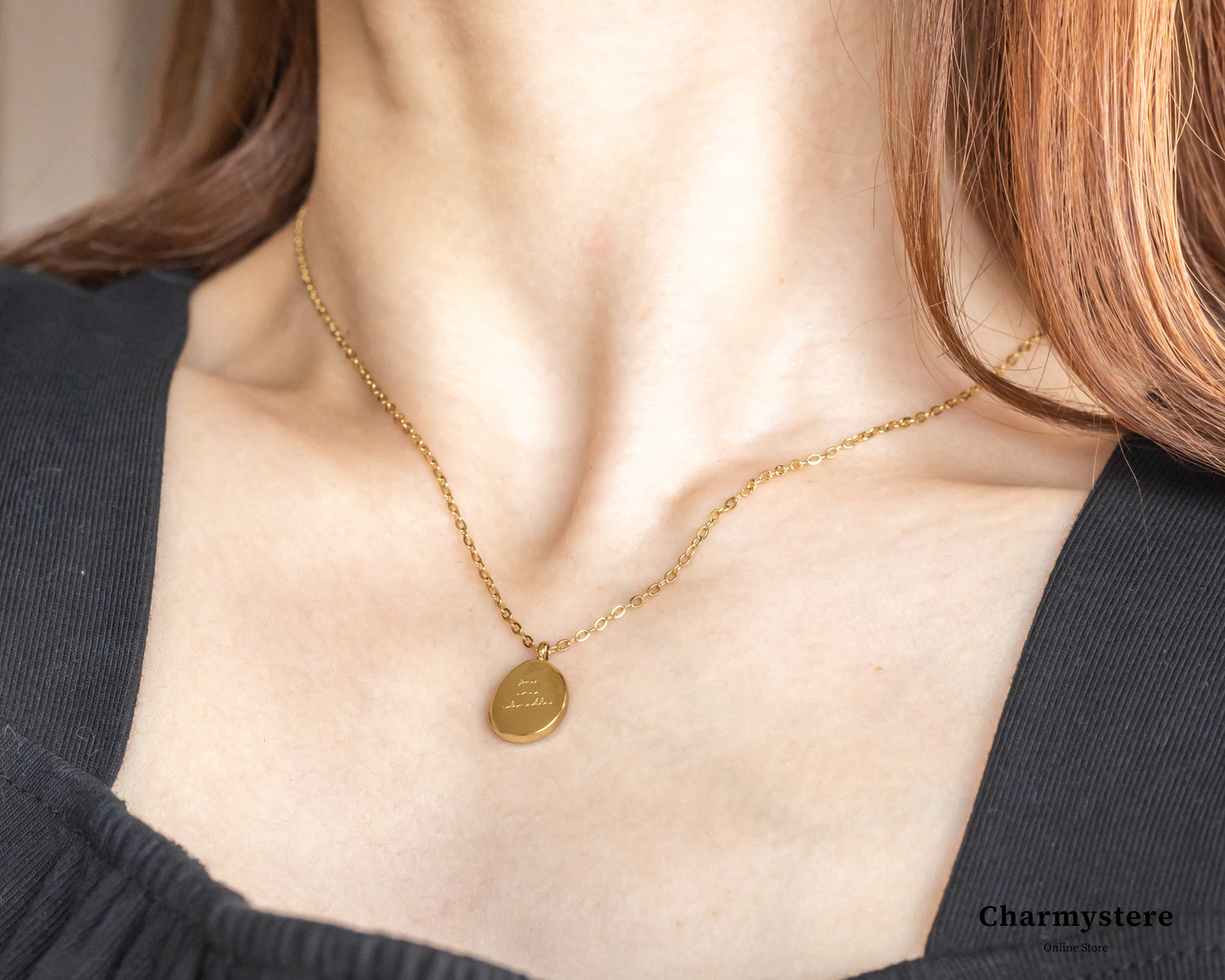 Charmystere Gold Disc Pendant Necklace