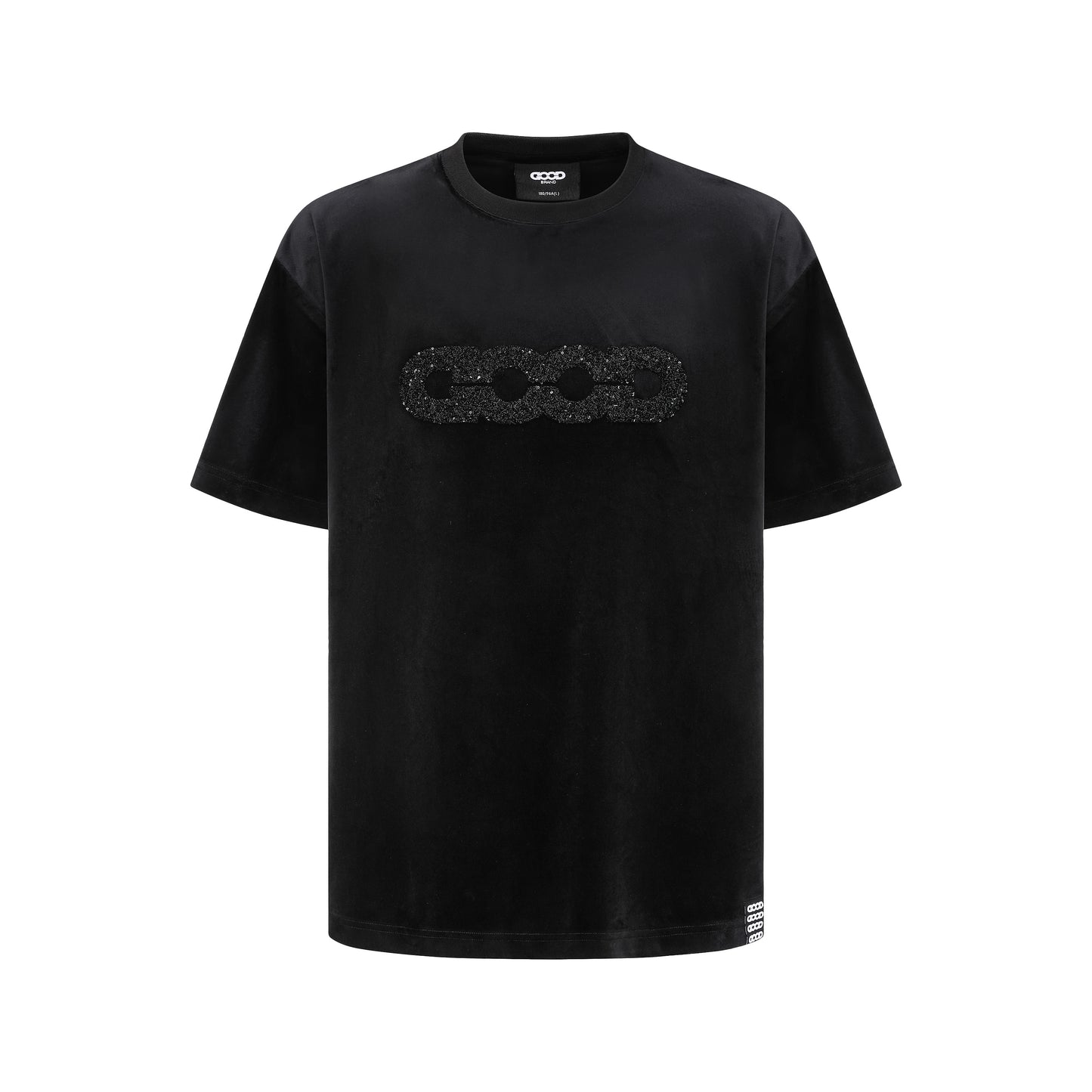GOODBRAND 25SS Velvet Tee with Sequin "GOOD" Logo Embroidery