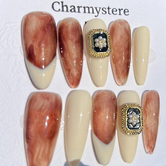 Charmystere Elegant chic luxury handmade press-on nails 10pcs