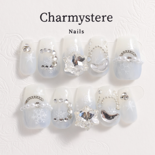 Charmystere Official Silver Blue Snowflakes Design
