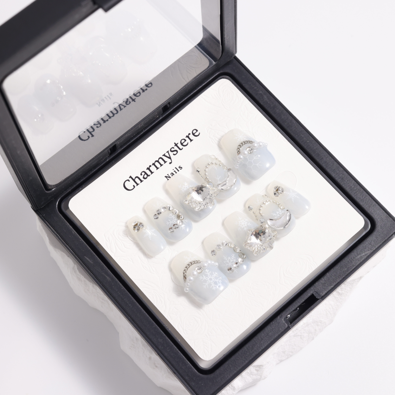 Charmystere Official Silver Blue Snowflakes Design