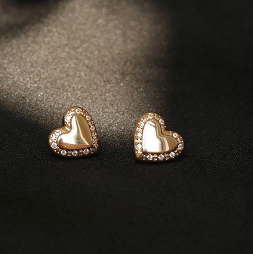 Heart Zircon Stud Earring