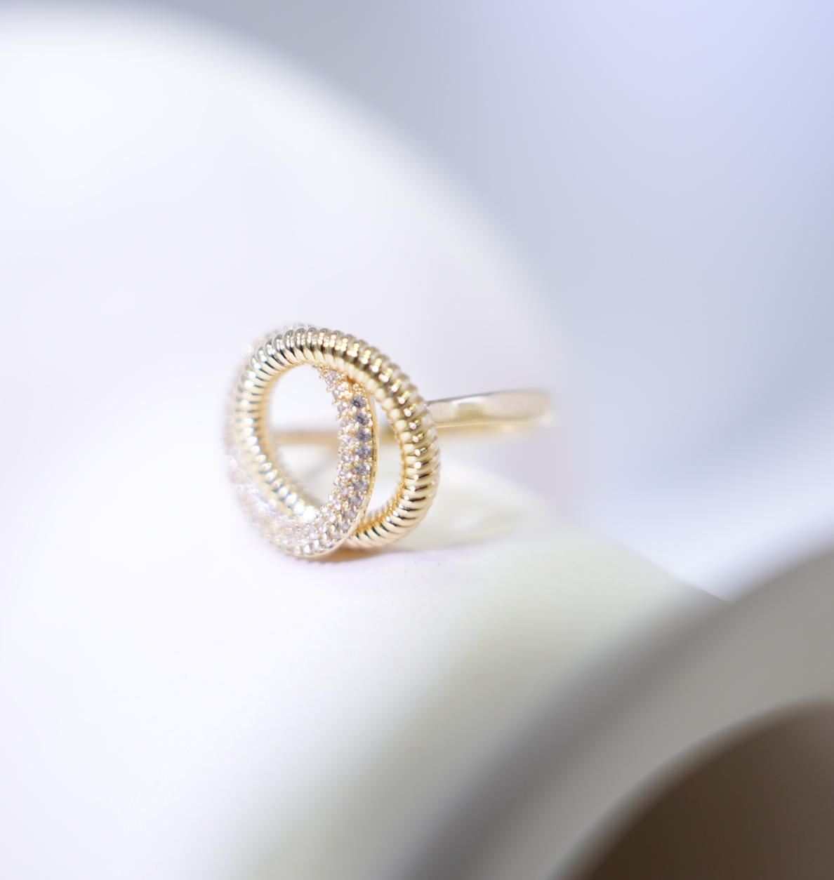 Charmystere Gold Double Circle Ring – Interlocking Circle Ring
