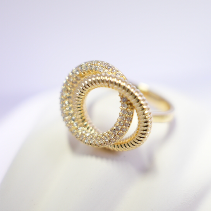 Charmystere Gold Double Circle Ring – Interlocking Circle Ring