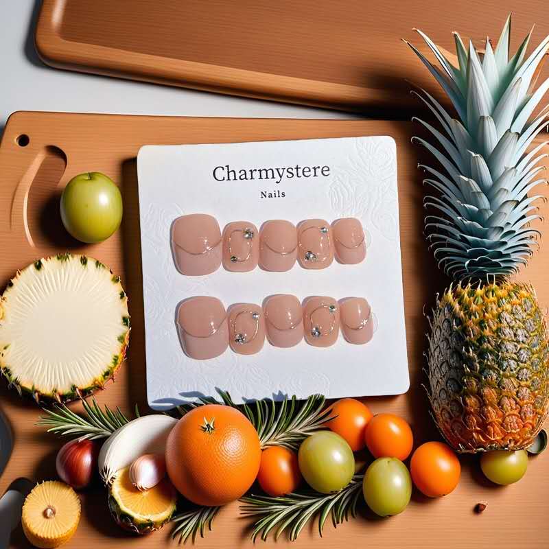 Charmystere Official Pink Diamond Handmade Press-On Nails Gift Set with Nail Beauty Tools Bag