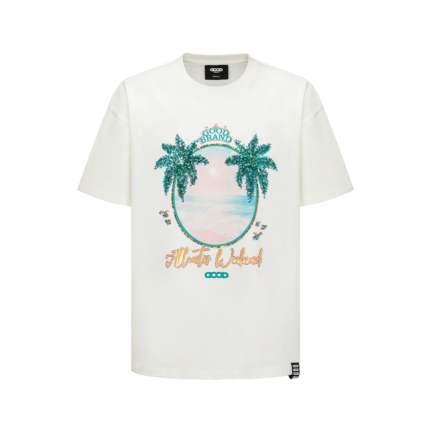 GOODBRAND 25SS Island Coconut Grove Tee with Sequin Embroidery