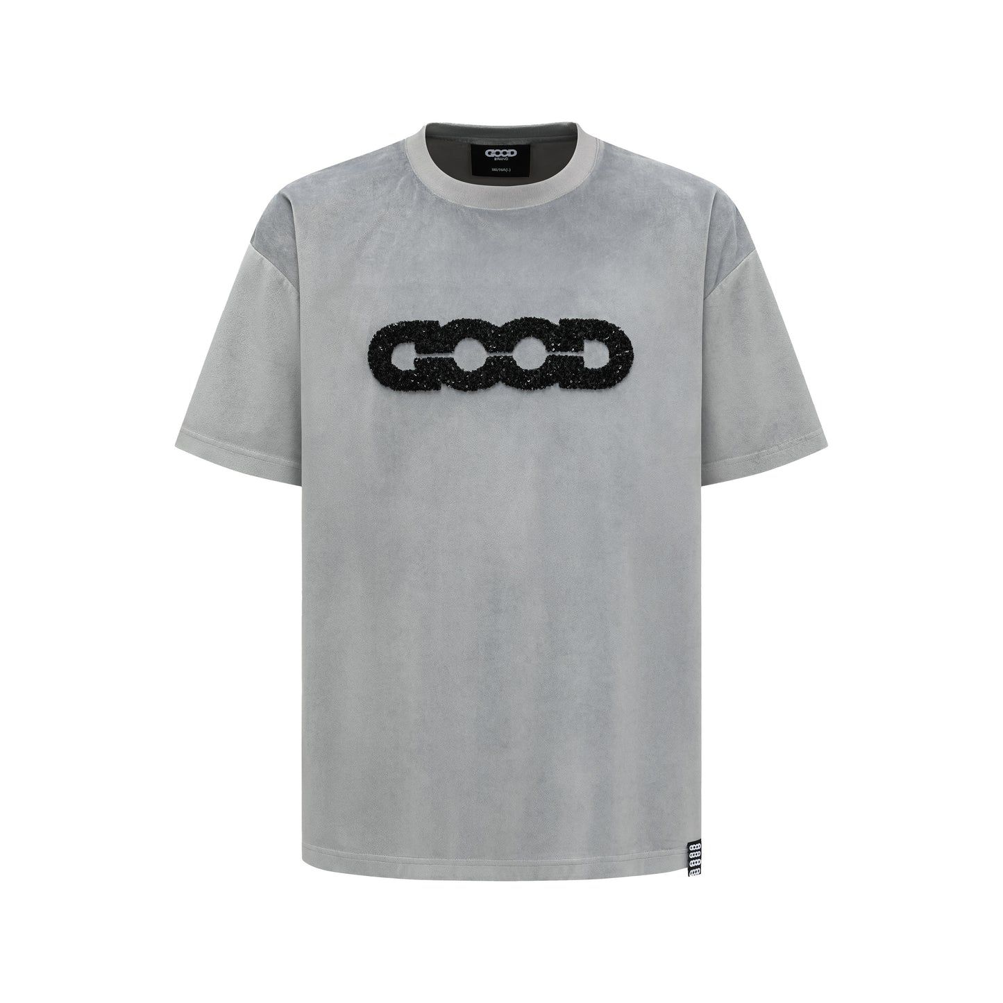 GOODBRAND 25SS Velvet Tee with Sequin "GOOD" Logo Embroidery