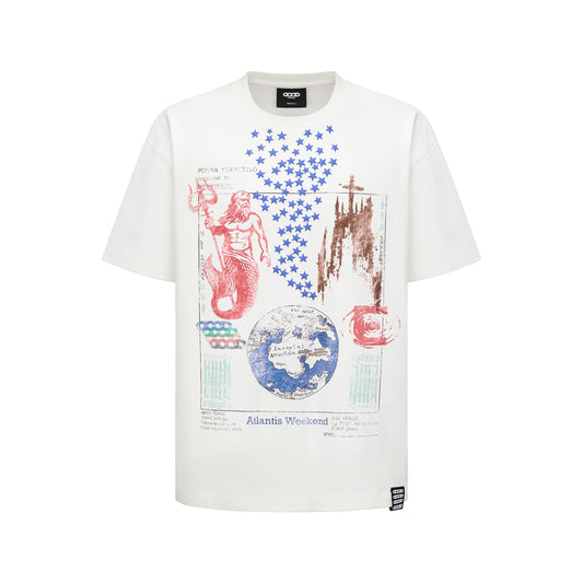 GOODBRAND 25SS Atlantis Sea God Castle Puff Print T-Shirt