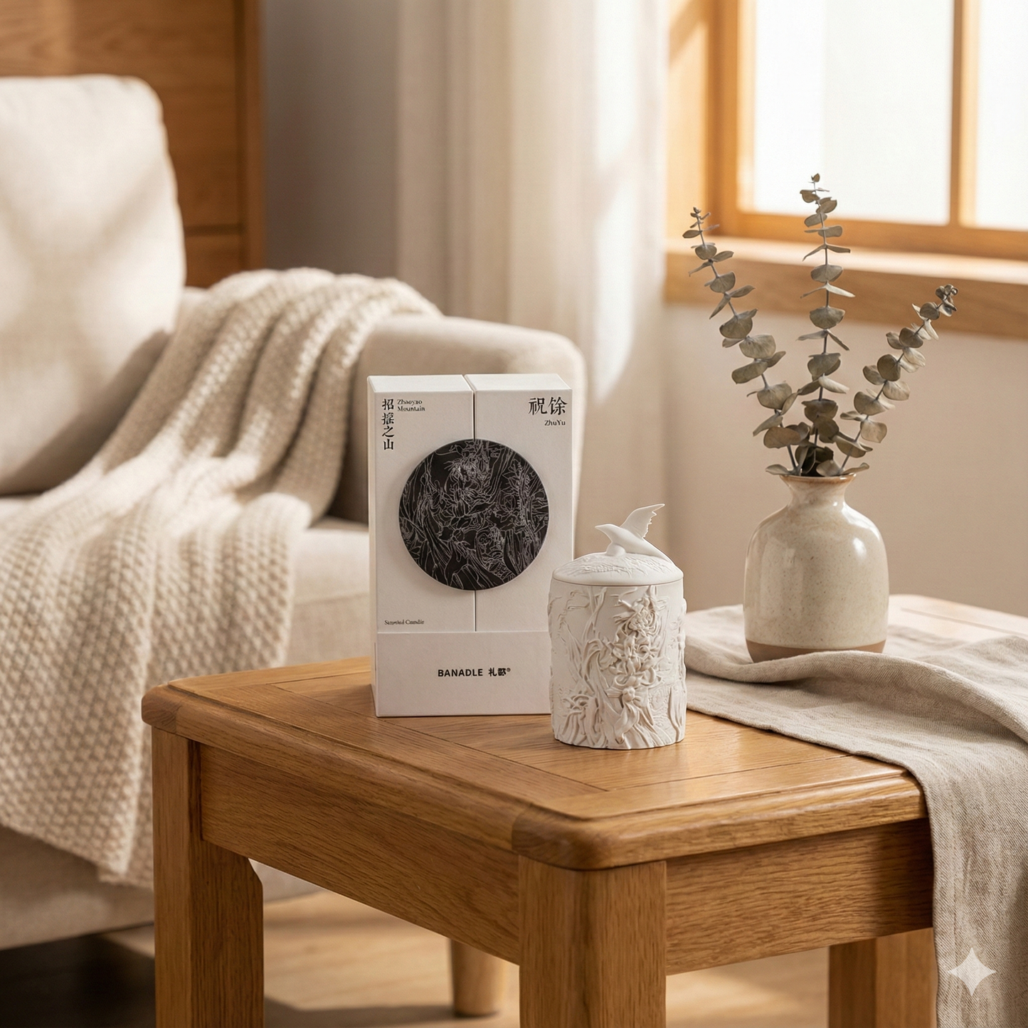 Hand-Carved Porcelain Style Scented Candle - 150g Natural Soy & Beeswax Blend