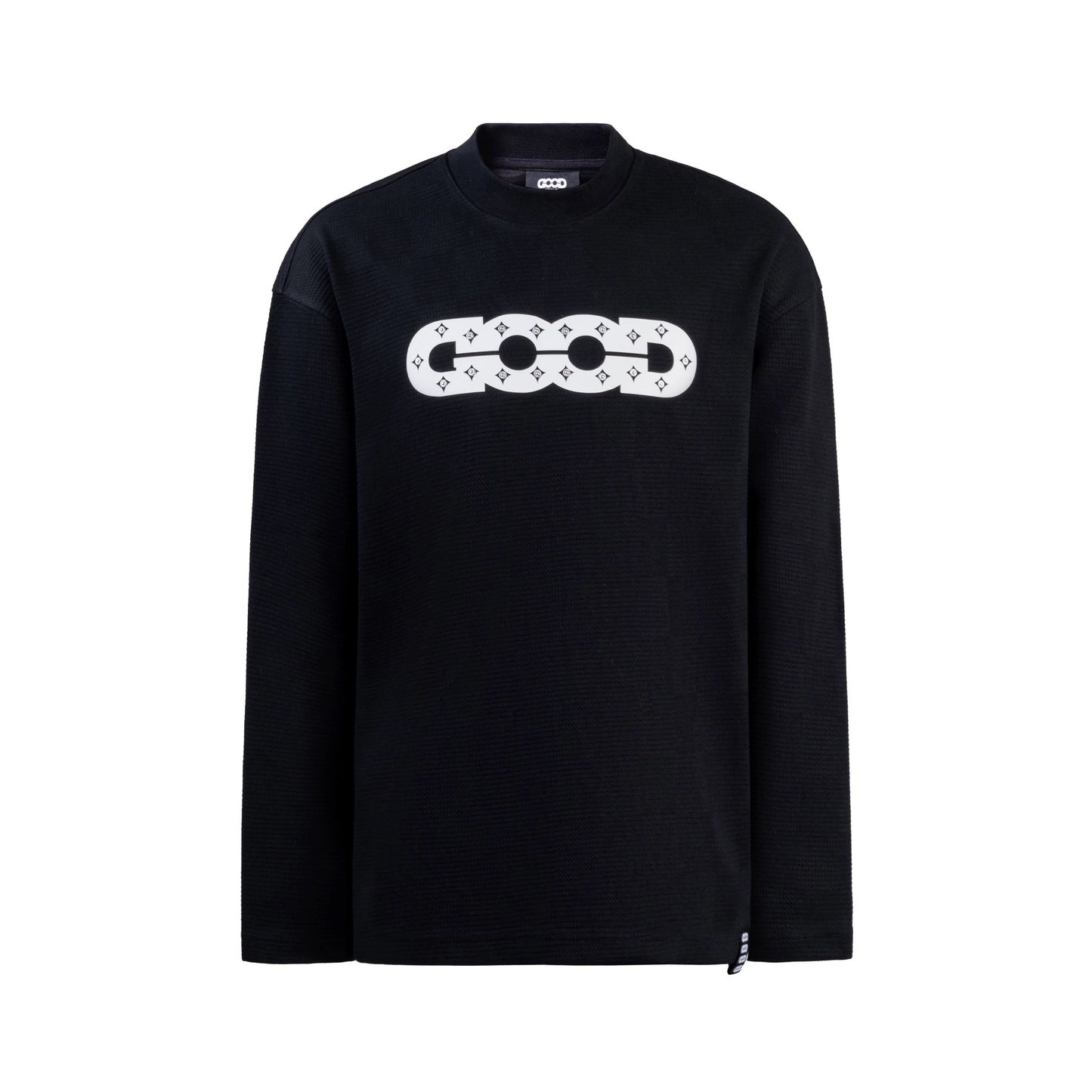 GOODBRAND | Pearl Shell Crystal Checkered Jacquard Long-Sleeve Tee