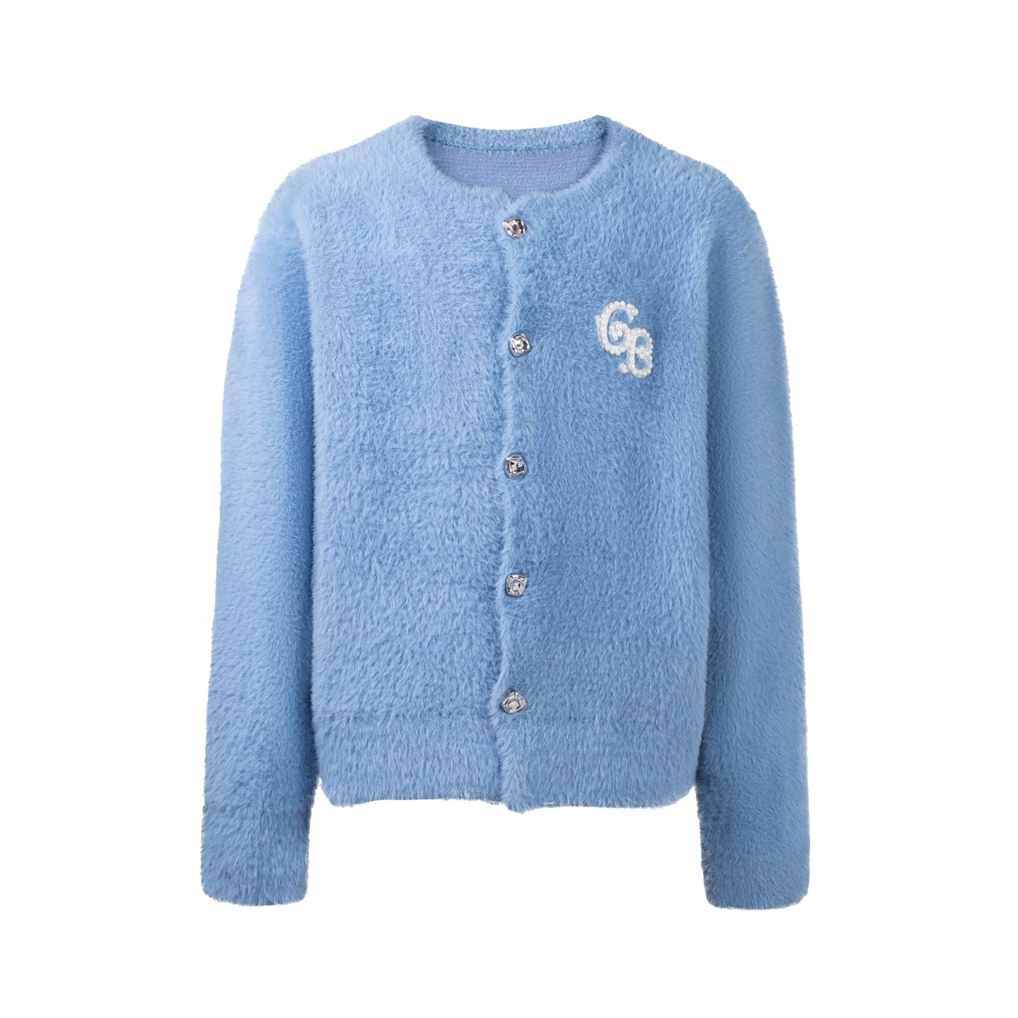 GOODBRAND | GB Pearl & Silver Buckle Feather Yarn Sweater