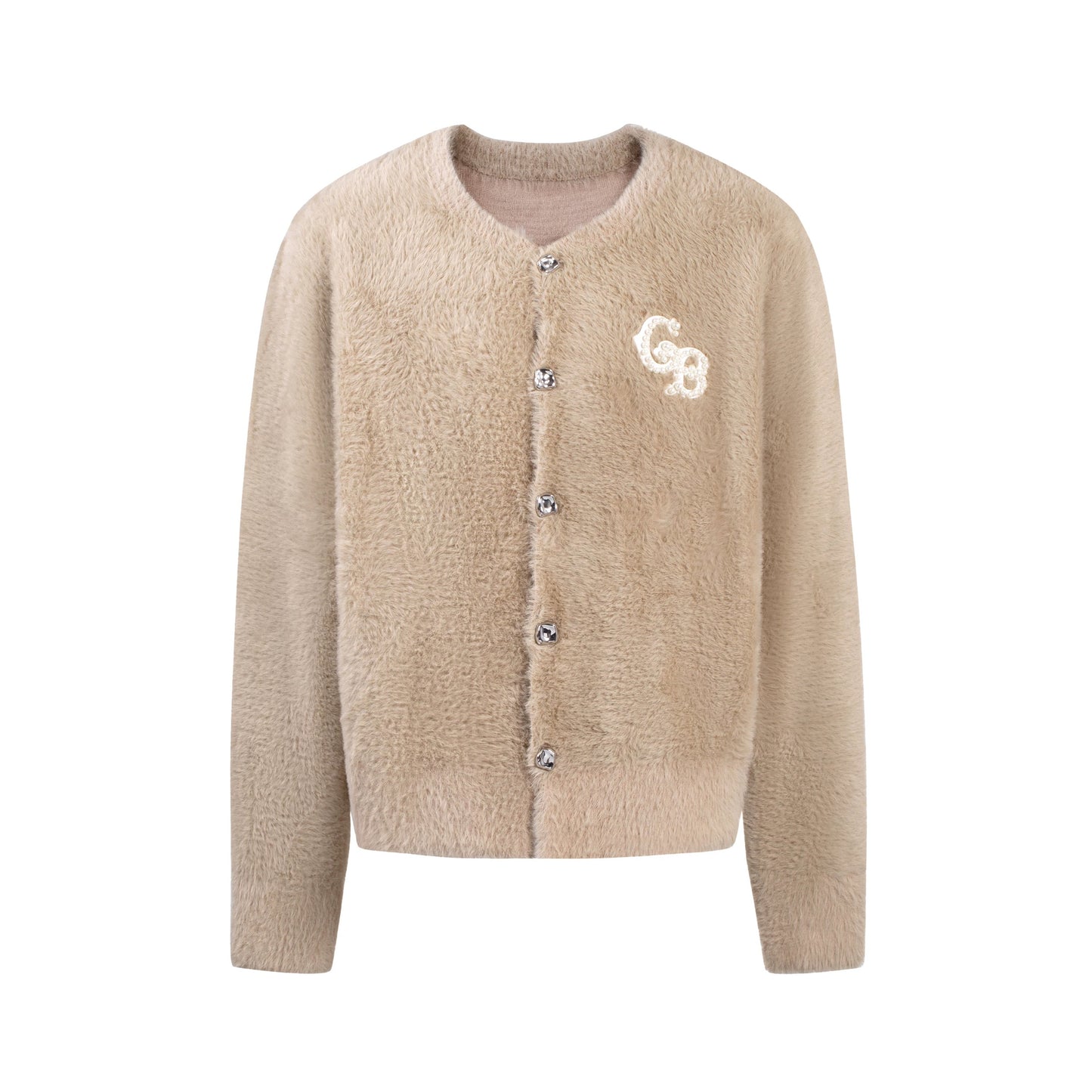 GOODBRAND | GB Pearl & Silver Buckle Feather Yarn Sweater