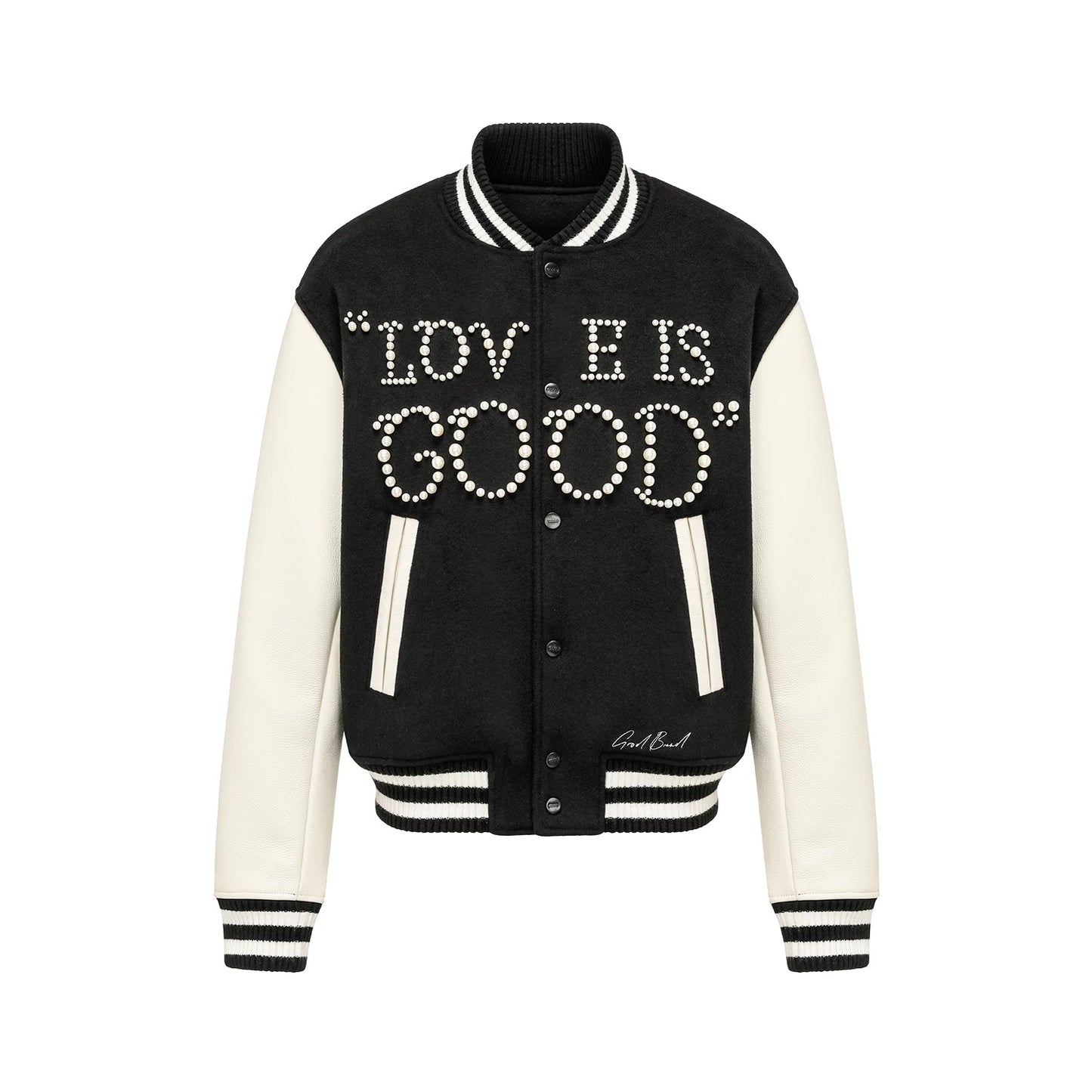 GOODBRAND 2024 | Love Is Good Classic Slogan Color-Block Luxe Bomber Jacket