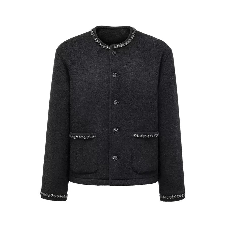 GOODBRAND | JES*S Handmade Rhinestone Line Pattern Chanel-Style Wool Jacket