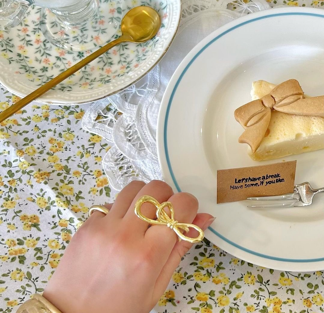Charmystere Gold Bow Knot Adjustable Ring
