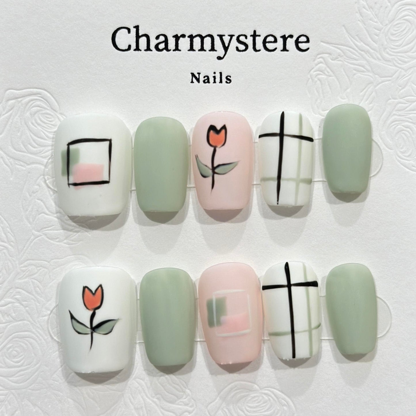 Charmystere Spring Green– Elegant Press-On Nails set
