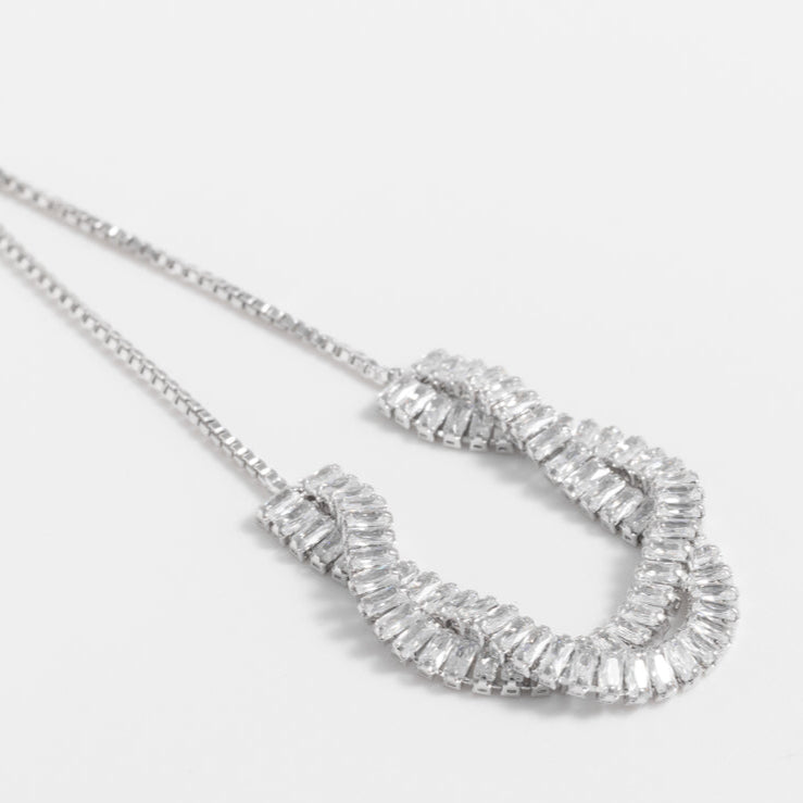 Charmystere Silver Square Rhinestone Chain Bracelet