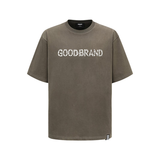 GOODBRAND 25SS Basic T-Shirt with Sequin Slogan