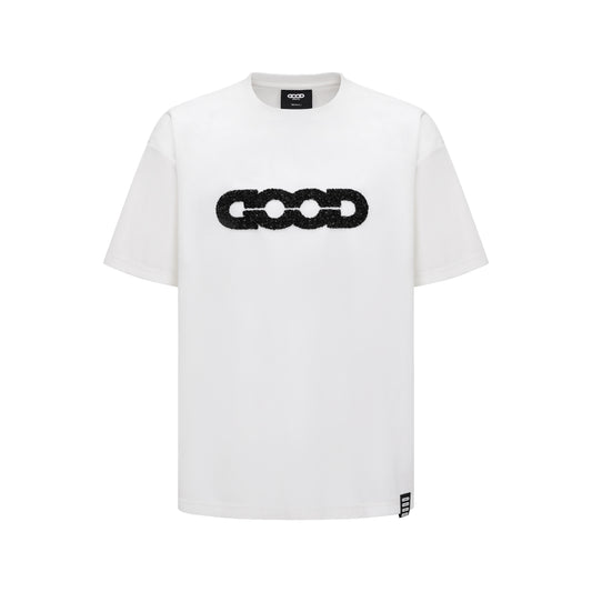 GOODBRAND 25SS Velvet Tee with Sequin "GOOD" Logo Embroidery