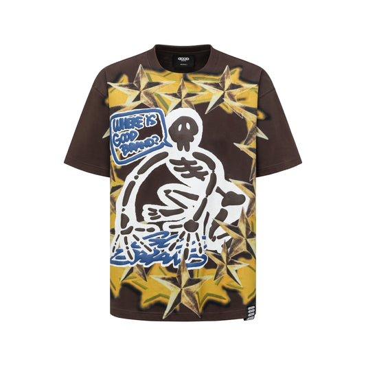 GOODBRAND 25SS Skull, Ghost & Star Graffiti T-Shirt