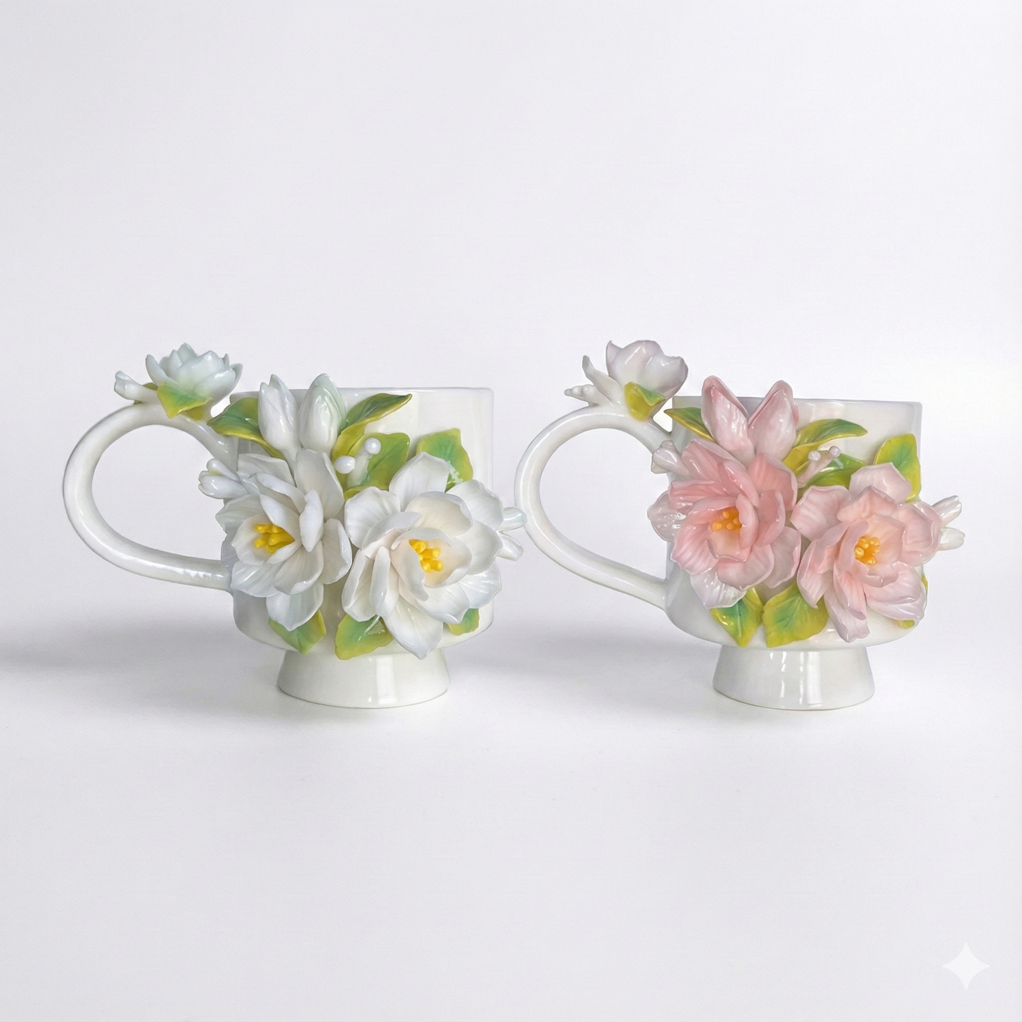 Artisan Sculpted Flower Cup ( Pure Handmade Porcelain )