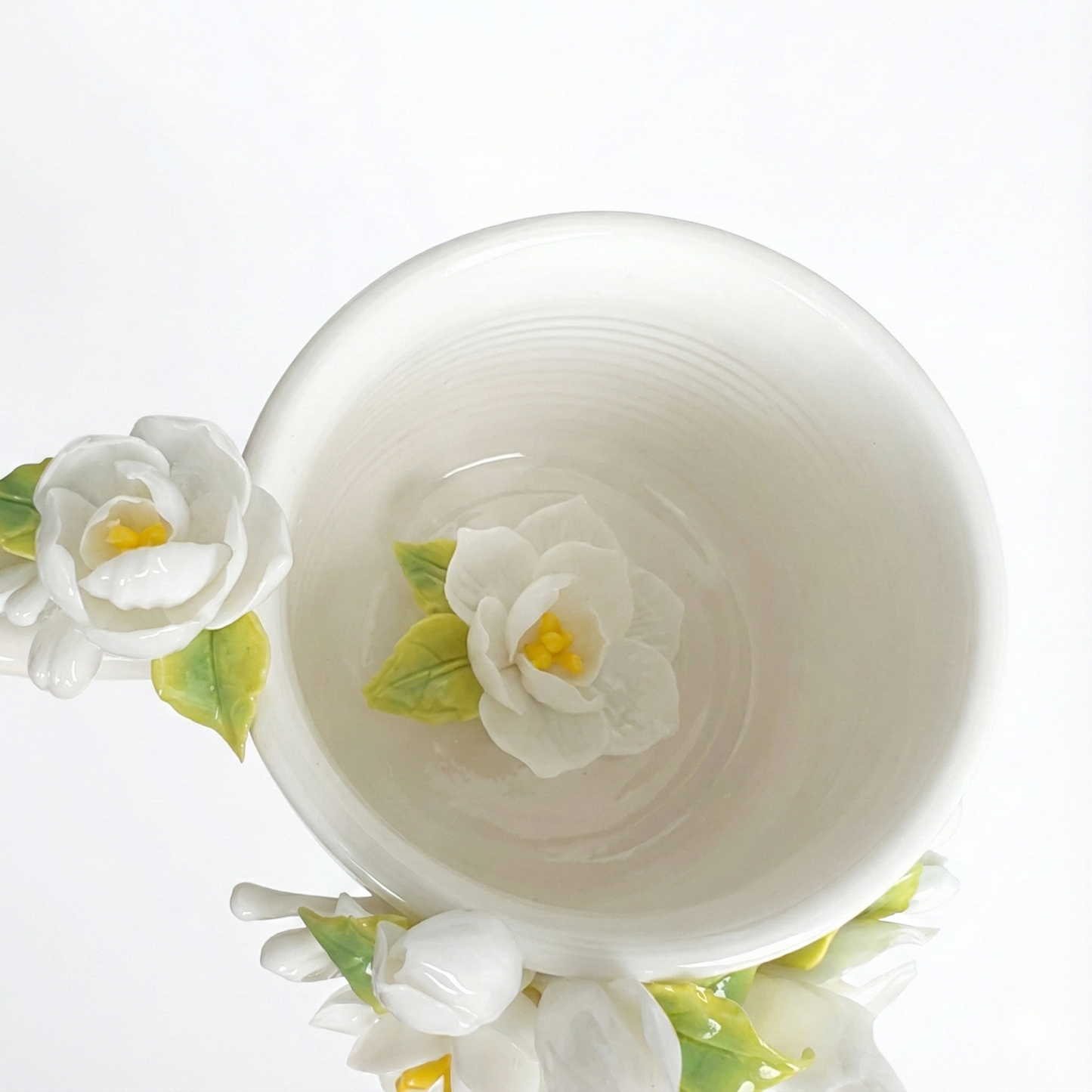 Artisan Sculpted Flower Cup ( Pure Handmade Porcelain )