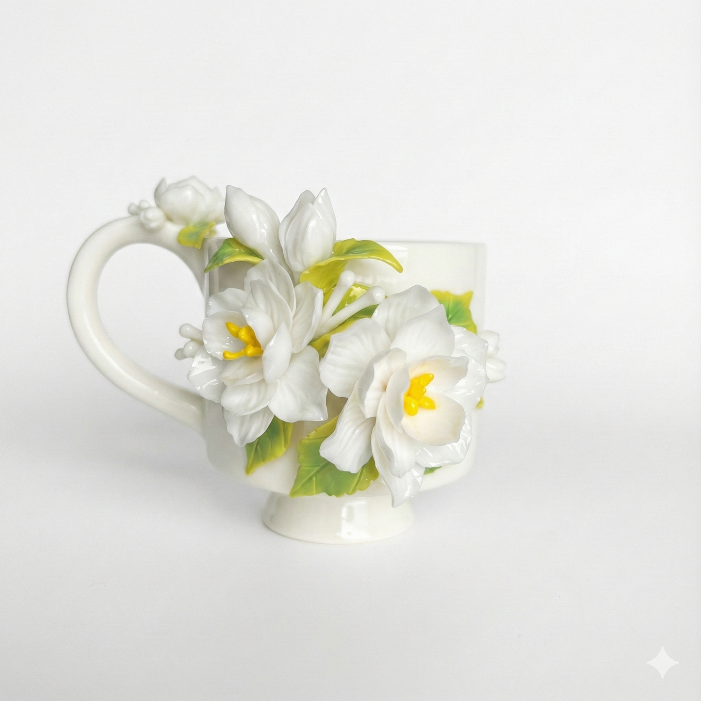 Artisan Sculpted Flower Cup ( Pure Handmade Porcelain )