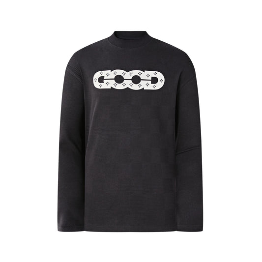 GOODBRAND | Pearl Shell Crystal Checkered Jacquard Long-Sleeve Tee