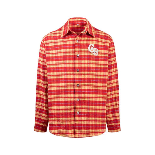 GOODBRAND | Pearl Embellished Plaid Long-Sleeve Shirt