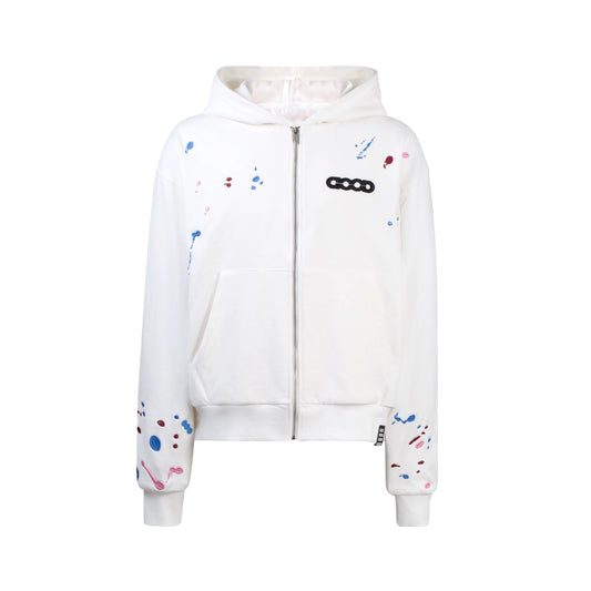 GOODBRAND | Candy Embroidered Splatter Zip-up Hoodie