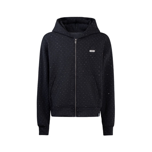 GOODBRAND | Silver Starry Sparkle Rhinestone Air Layer Zip-up Hoodie