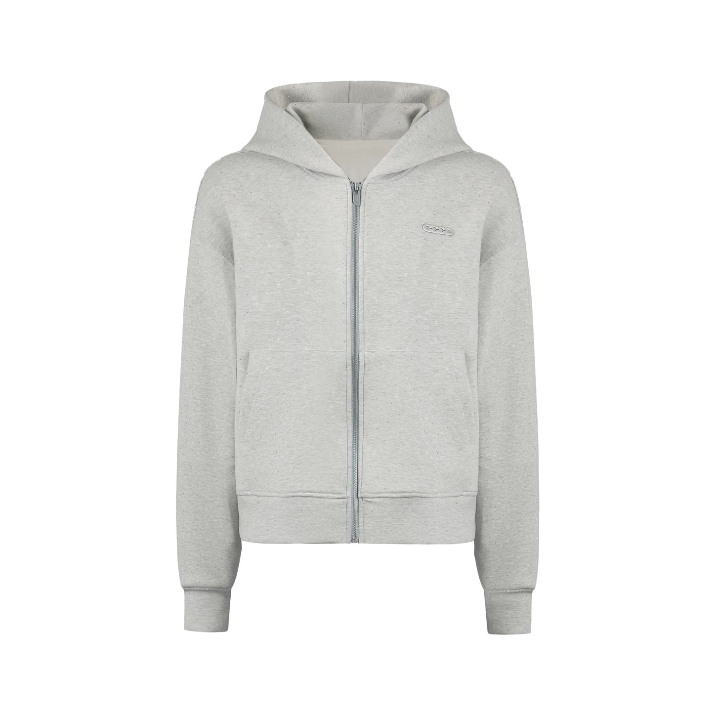 GOODBRAND | Silver Starry Sparkle Rhinestone Air Layer Zip-up Hoodie