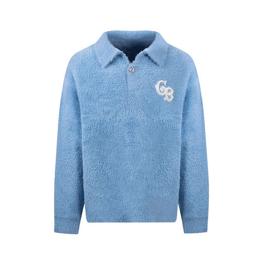 GOODBRAND | GB Pearl & Silver Buckle Feather Luxe Polo Sweater