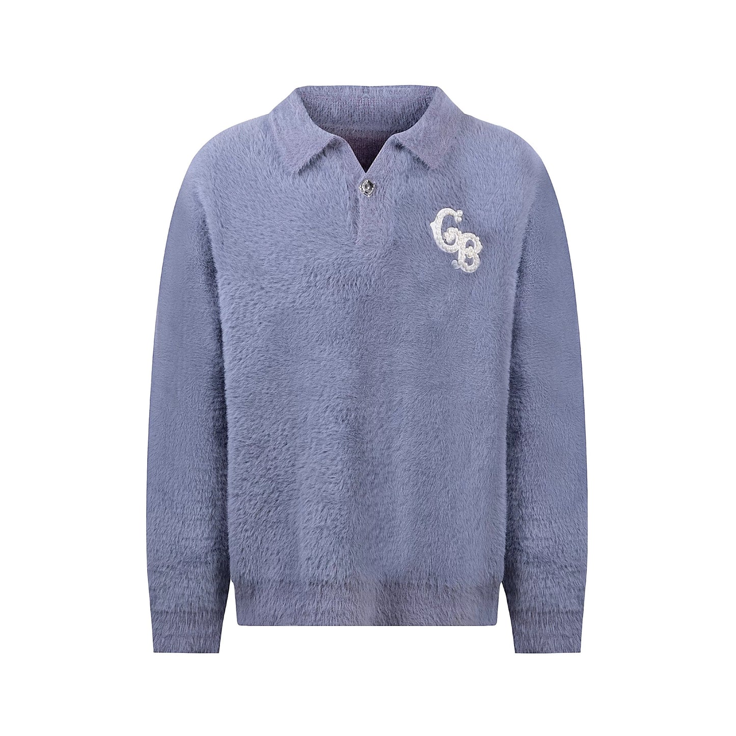 GOODBRAND | GB Pearl & Silver Buckle Feather Luxe Polo Sweater