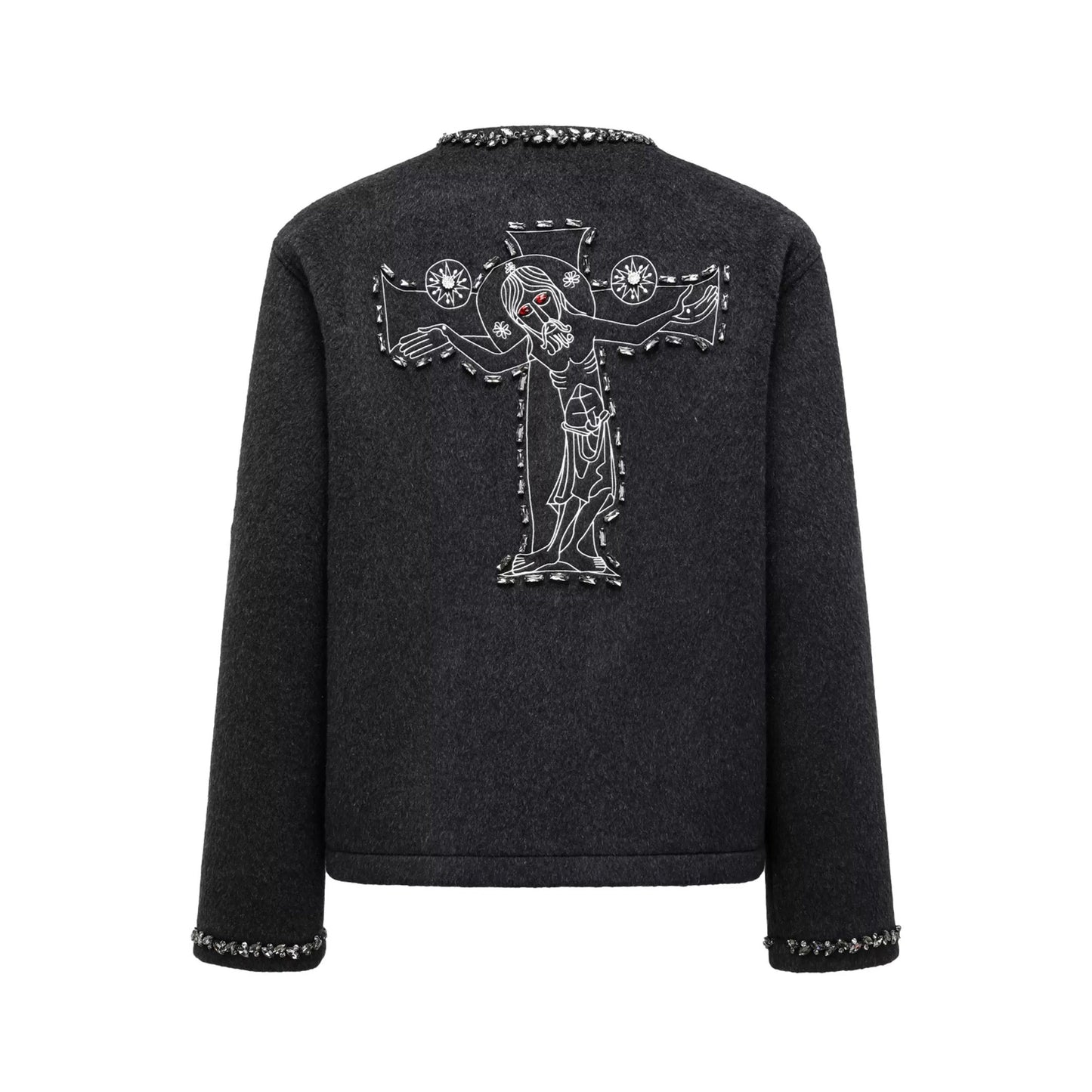 GOODBRAND | JES*S Handmade Rhinestone Line Pattern Chanel-Style Wool Jacket