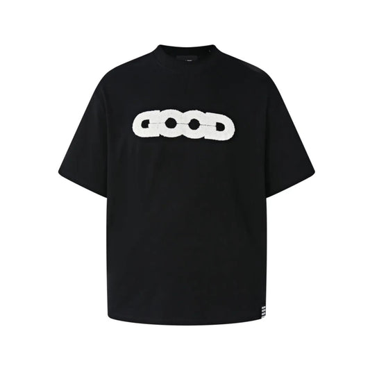 GOODBRAND | Mossy Earth Jacquard Towel Embroidered Black T-Shirt