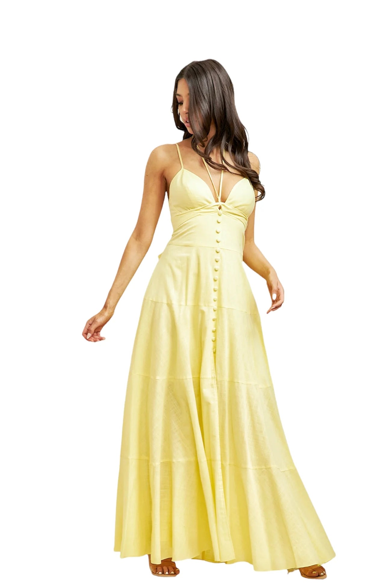 Socali - Yvonne Ice cream yellow cotton beach dress